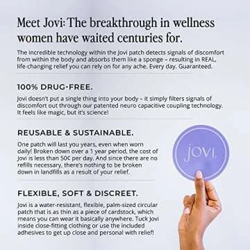Jovi Period Pain Support Patch, Natural Discomfort Support for Menstrual Cramps, Wearable and Reusab...