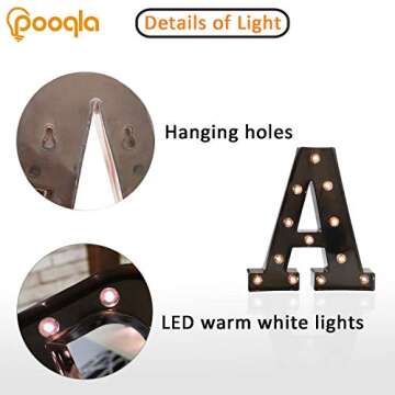Pooqla Light Up LED Letter Marquee Sign - Alphabet Marquee Letters with Lights for Wedding Birthday ...