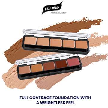 Graftobian HD Foundation Palette - Warm #3, Full Coverage Makeup