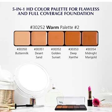 Graftobian HD Foundation Palette - Warm #3, Full Coverage Makeup