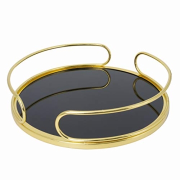 O-Plus Decorative Tray Set of 2 Gold Mirrored Trays