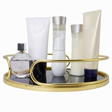 O-Plus Decorative Tray Set of 2 Gold Mirrored Trays