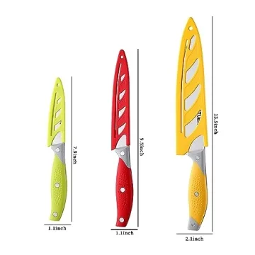 VITUER 3PCS Multicolor Chef Knife Set for Kitchen