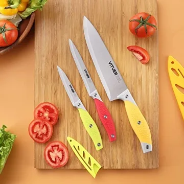 VITUER 3PCS Multicolor Chef Knife Set for Kitchen