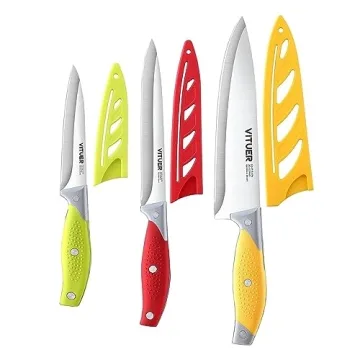 VITUER 3PCS Multicolor Chef Knife Set for Kitchen