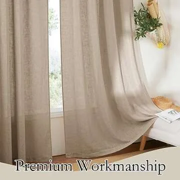 RYB HOME Extra Long Linen Curtains for Dining Room