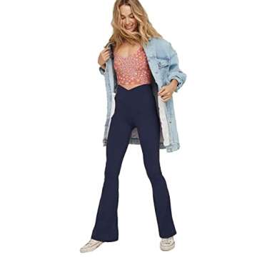 TOPYOGAS Women's Casual Bootleg Yoga Pants V Crossover High Waisted Flare Workout Pants Leggings Nav...