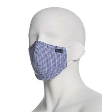 Perry Ellis Reusable Rounded Woven Fabric Face Masks (Pack of 3, Prints and Colors), Assorted Light Gingham, One Size