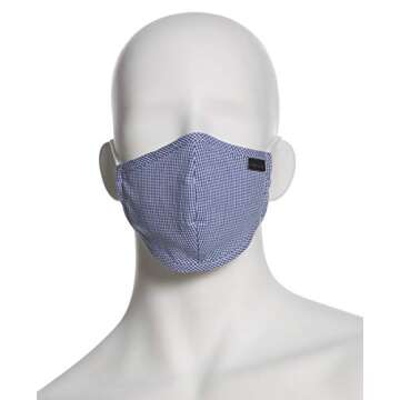 Perry Ellis Reusable Rounded Woven Fabric Face Masks (Pack of 3, Prints and Colors), Assorted Light Gingham, One Size