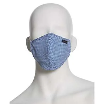 Perry Ellis Reusable Rounded Woven Fabric Face Masks (Pack of 3, Prints and Colors), Assorted Light Gingham, One Size