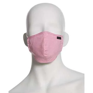 Perry Ellis Reusable Rounded Woven Fabric Face Masks (Pack of 3, Prints and Colors), Assorted Light Gingham, One Size