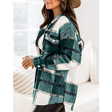Springrain Womens Plaid Shacket Cozy Flannel Fall Jacket