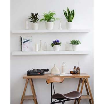 Mkono 5.5" Plastic Plant Pots with Saucers, Indoor Set of 5, Cream White