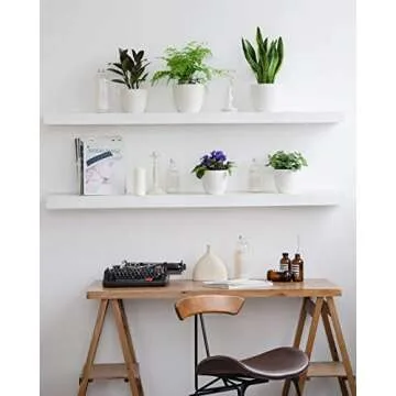 Mkono 5.5" Plastic Plant Pots with Saucers, Indoor Set of 5, Cream White