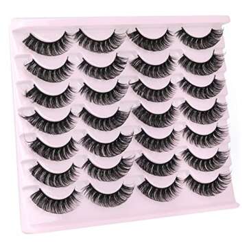 False Eyelashes Russian Strip Lashes Fluffy Fake Eyelashes Extension D Curl Wispy Handmade Soft Reusable 14 Pairs Lashes Pack