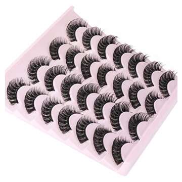 False Eyelashes Russian Strip Lashes Fluffy Fake Eyelashes Extension D Curl Wispy Handmade Soft Reusable 14 Pairs Lashes Pack
