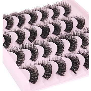 False Eyelashes Russian Strip Lashes Fluffy Fake Eyelashes Extension D Curl Wispy Handmade Soft Reusable 14 Pairs Lashes Pack