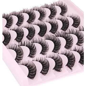 False Eyelashes Russian Strip Lashes Fluffy Fake Eyelashes Extension D Curl Wispy Handmade Soft Reusable 14 Pairs Lashes Pack
