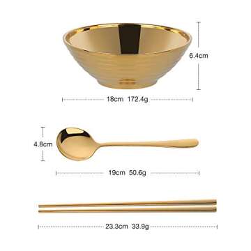 Ramen Noodle Soup Bowl,2 Sets Double Layer 18/8 Stainless Steel Bowl(7.09 inch), with Matching Spoon...