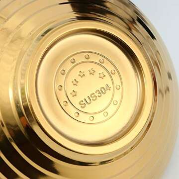 Ramen Noodle Soup Bowl,2 Sets Double Layer 18/8 Stainless Steel Bowl(7.09 inch), with Matching Spoon and Chopsticks by Buy THINGS!（Gold）