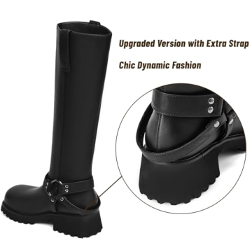 Stylish TEAIEUI Women's Knee High Biker Boots for Comfort