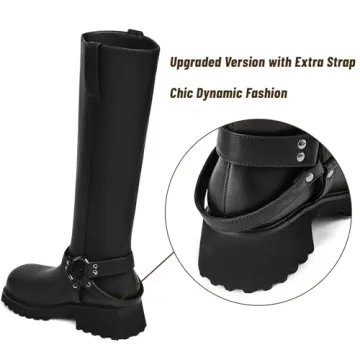 Stylish TEAIEUI Women's Knee High Biker Boots for Comfort