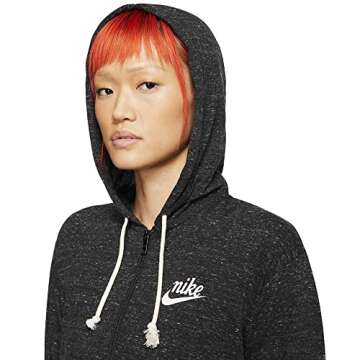 Nike Women's Sportswear Gym Vintage Full-Zip Hoodie , Black/(Sail), Medium