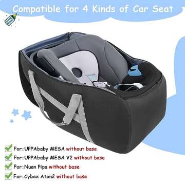 YOREPEK Padded Car Seat Travel Bag Compatible with UPPAbaby MESA V2 without Base, Fit for Nuna Pipa ...
