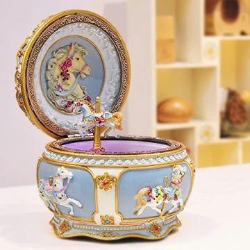 Singeek You are My Sunshine Music Box Carousel Horses Unicorn Musical Box with Sankyo 18-Note Wind Up for Kids Girls Christmas Birthday Gifts