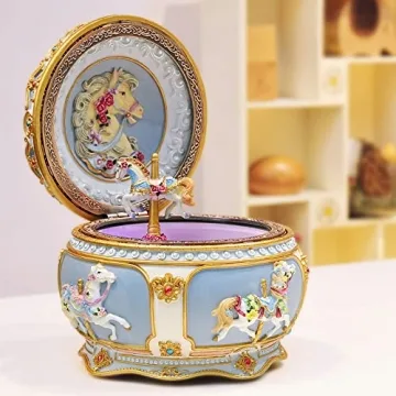 Singeek You are My Sunshine Music Box Carousel Horses Unicorn Musical Box with Sankyo 18-Note Wind Up for Kids Girls Christmas Birthday Gifts