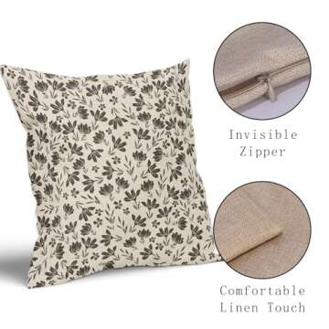 Aytipun Dark Brown Floral Pillow Covers 20x20 Set of 2 Vintage Rustic Old Style Cute Small Flower Print Decorative Outdoor Pillowcases Farmhouse Throw Cushion Case Decor for Couch Sofa Bed