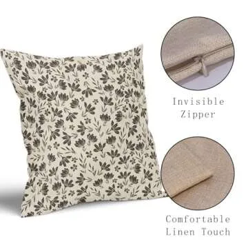Aytipun Dark Brown Floral Pillow Covers 20x20 Set of 2 Vintage Rustic Old Style Cute Small Flower Print Decorative Outdoor Pillowcases Farmhouse Throw Cushion Case Decor for Couch Sofa Bed