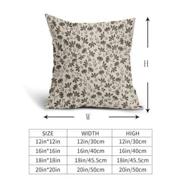 Aytipun Dark Brown Floral Pillow Covers 20x20 Set of 2 Vintage Rustic Old Style Cute Small Flower Print Decorative Outdoor Pillowcases Farmhouse Throw Cushion Case Decor for Couch Sofa Bed