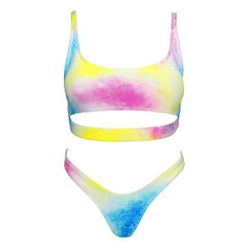 Byoauo Sexy Bikini for Women Cutout Underboob Top with High Cut Cheeky Bottom Bathing Suit