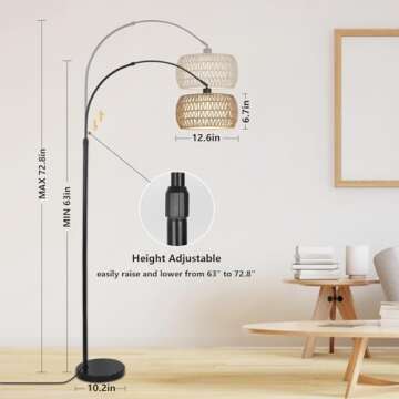 Stylish Arc Floor Lamp with Remote & Dimmable Features