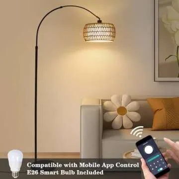 Stylish Arc Floor Lamp with Remote & Dimmable Features