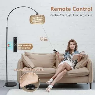 Stylish Arc Floor Lamp with Remote & Dimmable Features