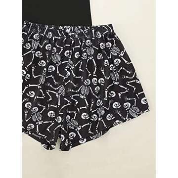 JECEIKA Women's Halloween Pajamas Cute Skeleton Women Pajama Sets Short Sleeve Sleepwear XL