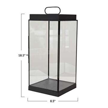 Bloomingville Metal & Glass Lantern, Black Candle Holder