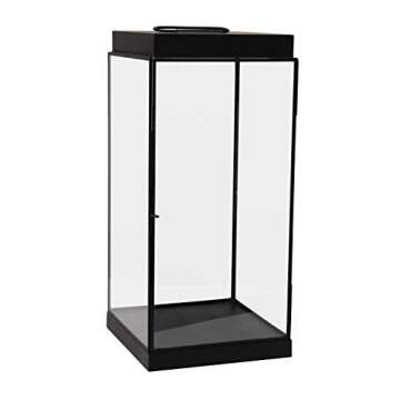 Bloomingville Metal & Glass Lantern, Black Candle Holder