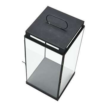 Bloomingville Metal & Glass Lantern, Black Candle Holder