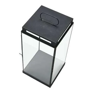 Bloomingville Metal & Glass Lantern, Black Candle Holder