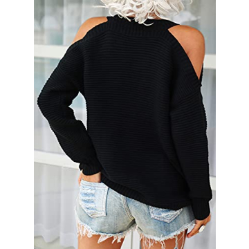 Womens Cold Shoulder Choker Sweater for All Occasions