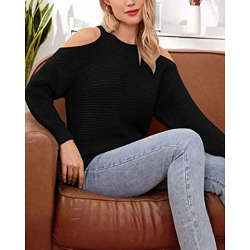 Womens Cold Shoulder Choker Sweater for All Occasions