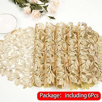 Crisjanggo Metallic Placemats Set of 6 Gold Leaf Decor