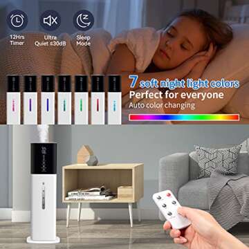 2.1Gal(8L) Humidifiers for Bedroom Large Room Whole House,3 Speed Humidifiers with led Light for Home