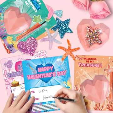Valentine's Day Cards for Kids Classroom, 24 Packs Valentines Cards with Heart-Shaped Plaster Dig Kits, Valentines Exchange Cards Gifts for Boys Girls School Classroom Prizes, Valentine Party Favor