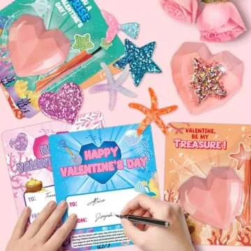 Valentine's Day Cards for Kids Classroom, 24 Packs Valentines Cards with Heart-Shaped Plaster Dig Kits, Valentines Exchange Cards Gifts for Boys Girls School Classroom Prizes, Valentine Party Favor