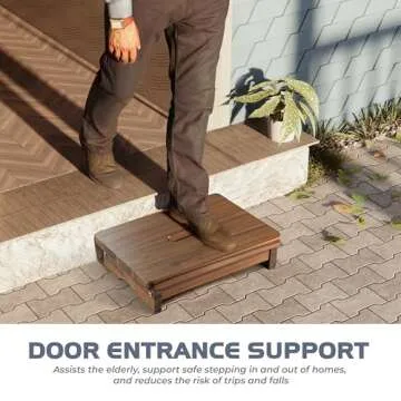 FANATU Wooden Step Stool, One Step Stool for Adults, Wooden Beside Step Stool with 550 Load Capacity, Heavy Duty/Portable/Nonslip/Durable Construction Safe Step Stool