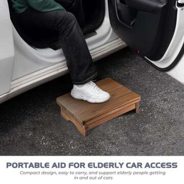 FANATU Wooden Step Stool, One Step Stool for Adults, Wooden Beside Step Stool with 550 Load Capacity, Heavy Duty/Portable/Nonslip/Durable Construction Safe Step Stool